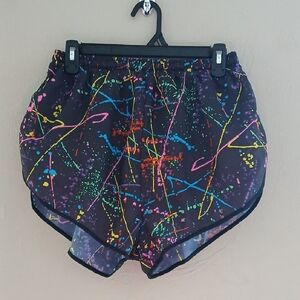 Soark Black Athletic Shorts with Cosmic Design and Elastic Waistband Sz‎ L